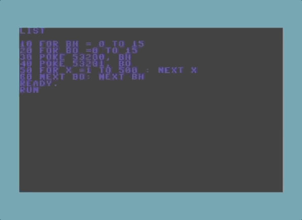 Commodore 64 changing background colors