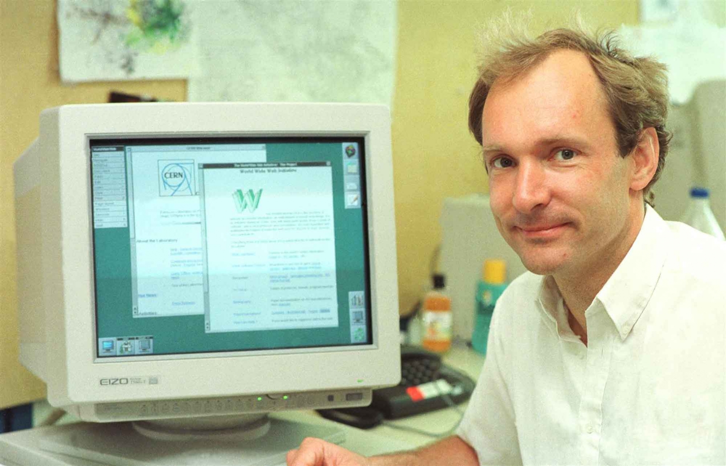 Berners-Lee in 1994 with his web browser.